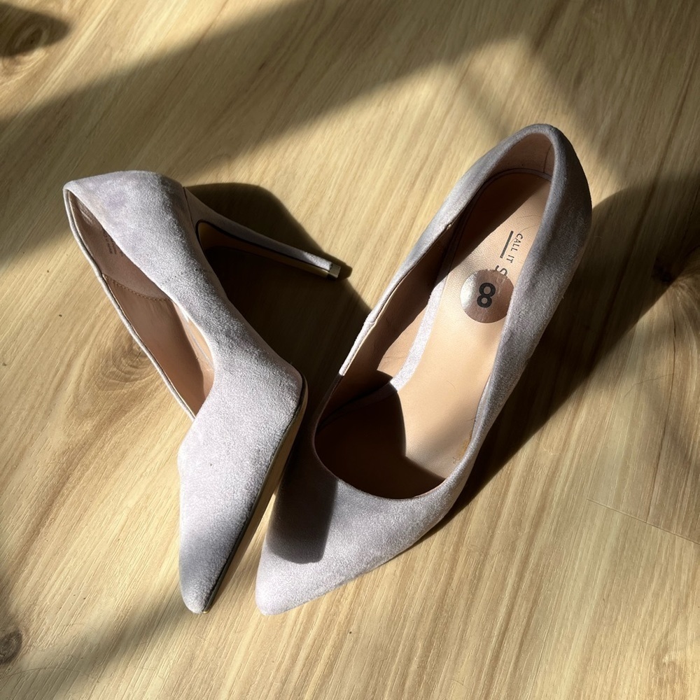 Light pink suede heels